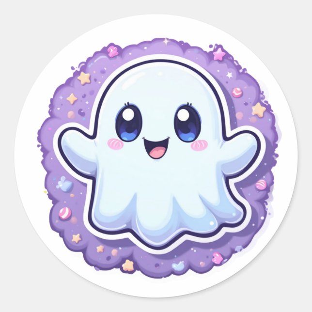 Sticker artisanal Kawaii Ghost - Pastel Halloween  (Devant)
