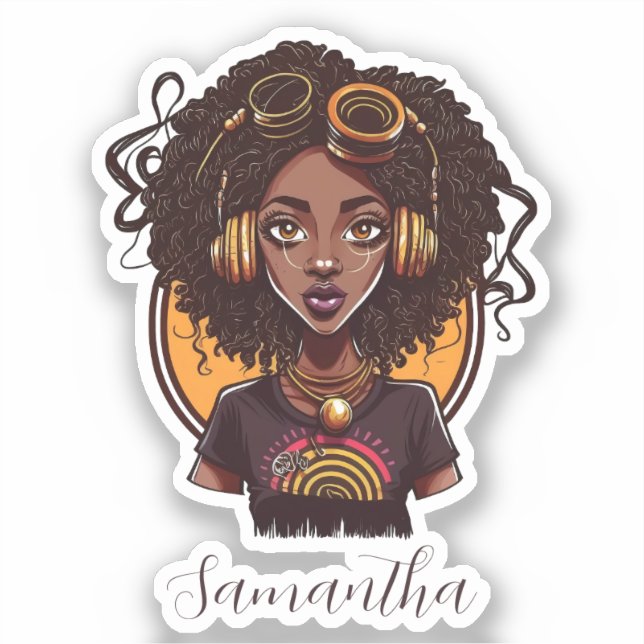 Sticker Artiste Afro femme (Recto)