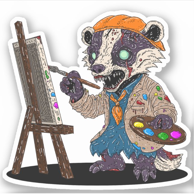 Sticker Artiste blaireau zombie (Devant)