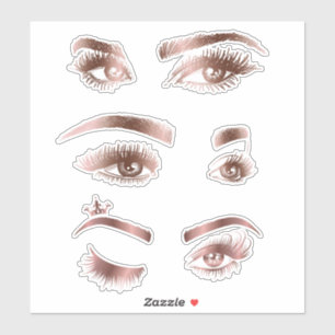 Sticker Artiste maquillage Belle main dessinée Yeux Brows