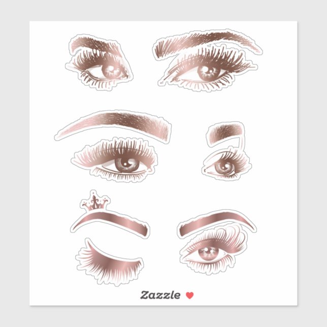 Sticker Artiste maquillage Belle main dessinée Yeux Brows  (Feuille)