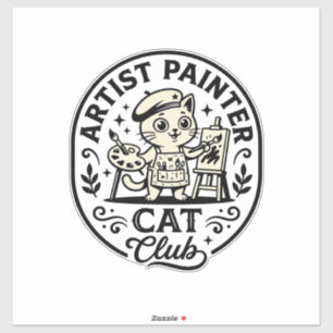 Sticker Artiste Peintre Chat Chat Drôle Graphique - Artist