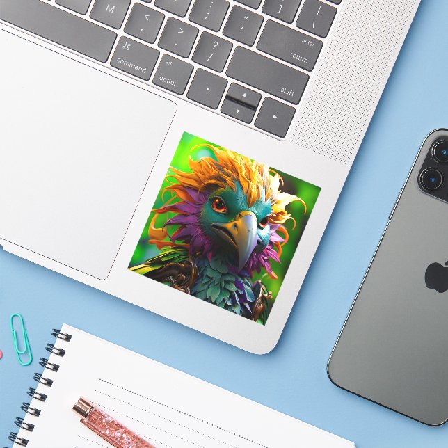 Sticker Artsy Bird (Ordinateur portable avec iPhone)