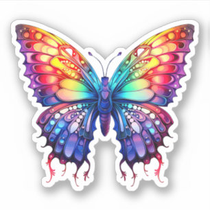 Sticker Artwork d'aquarelle à papillon arc-en-ciel Abstrai