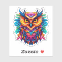 Artwork d'aquarelle colorée de Chouette Abstraite 