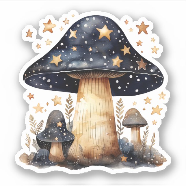 Sticker Artwork d'aquarelle de champignon psychédélique cé (Devant)