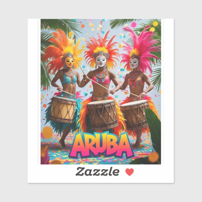 Sticker Aruba est l'heure de fêter (Feuille)