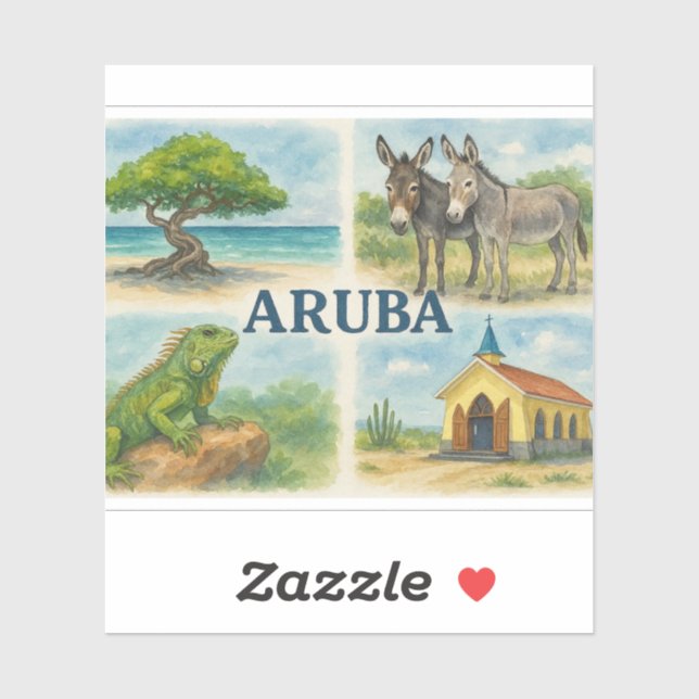 Sticker Aruba multivu en aquarelle (Feuille)