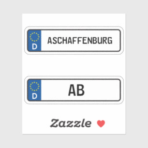Sticker Aschaffenburg kennzeichen, Licence de voiture alle