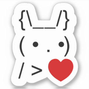 Sticker ASCII Text Art Bunny Rabbit Donner le coeur