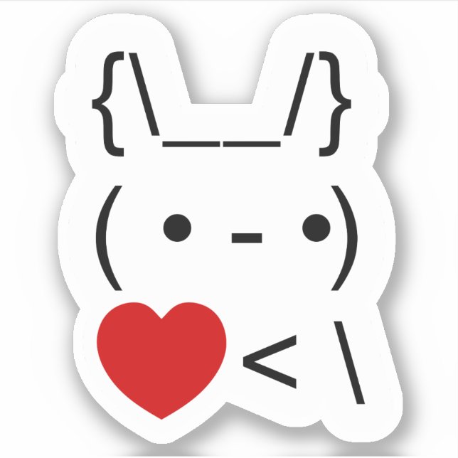 Sticker ASCII Texte Art Lapin Lapin Reprendre le coeur (Devant)