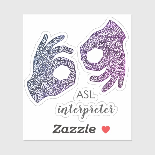 Sticker "ASL Interpreter" personnalisé (Feuille)