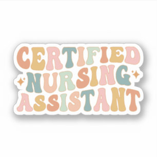 Sticker Assistant en soins infirmiers certifié rétro, dipl