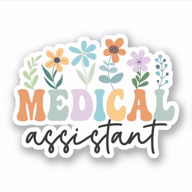 Sticker Assistant Médicale fleur sauvage CMA, Assistant Me (Devant)