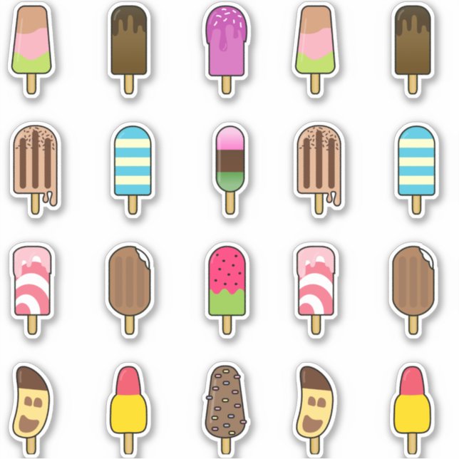 Sticker Assortiment de crème glacée Yummy Popsicle (Devant)