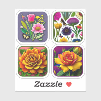 Sticker Assortiment fleur sauvage et Rose #1