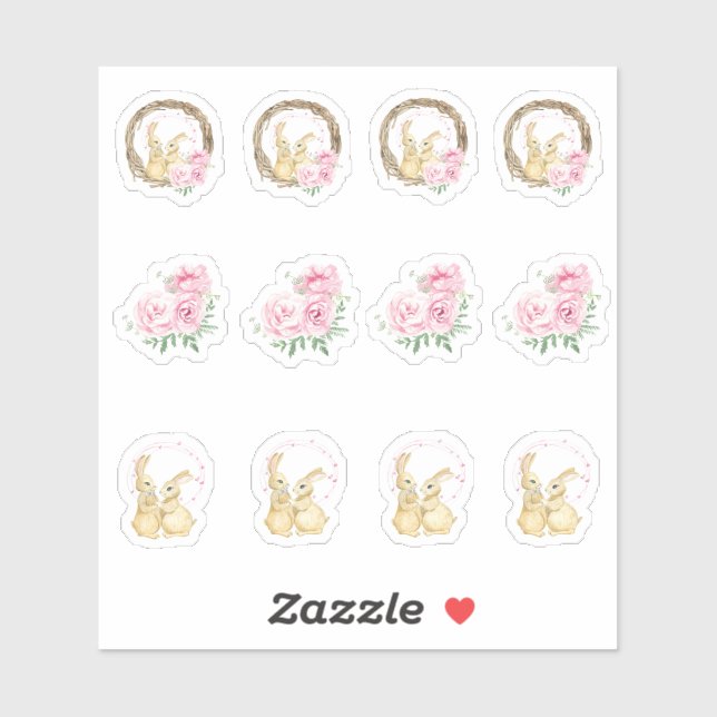 Sticker Assortiment lapin de Pâques (Feuille)