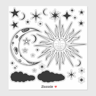 Sticker Astrologie Ésotérique Magie Soleil Lune & Étoiles