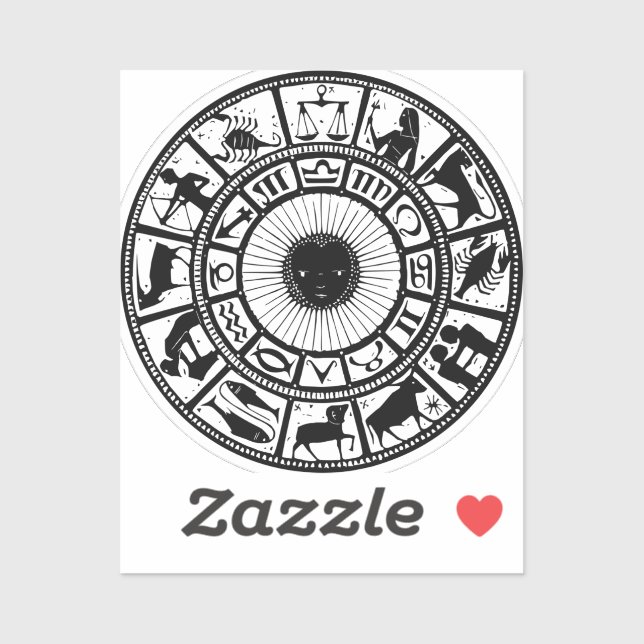 Sticker Astrologie vintage Roue Zodiaque (Feuille)
