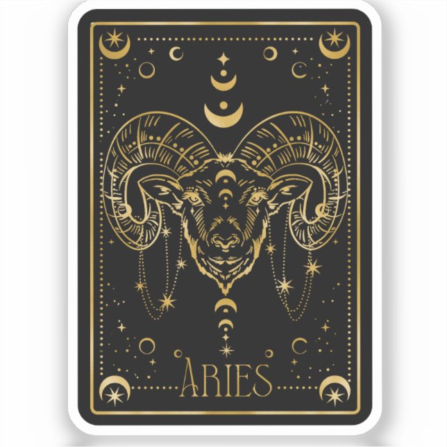 Sticker astrologique Zodiac Black & Gold Aries (Recto)