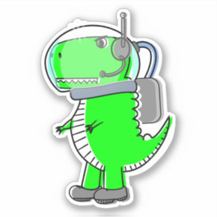Sticker Astronaut mignon et en colère T-Rex Dinosaur