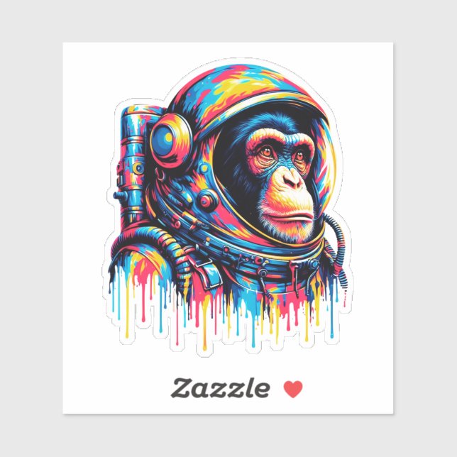 Sticker Astronaute du chimpanzé de peinture (Feuille)