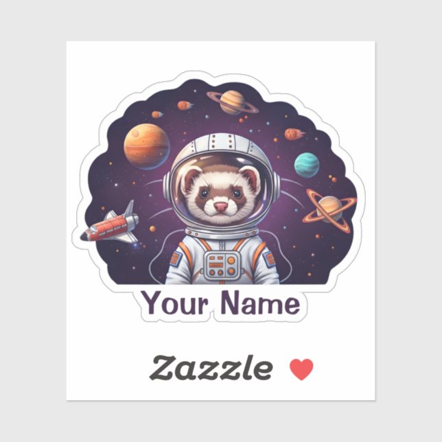 Sticker Astronaute Furet Mignon dans l'Espace  (Feuille)