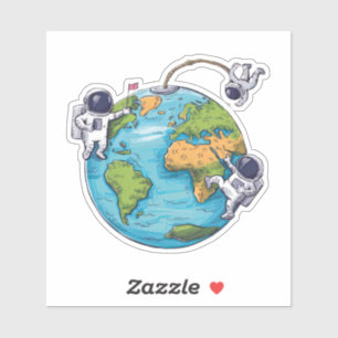 Sticker Astronautes en flottant