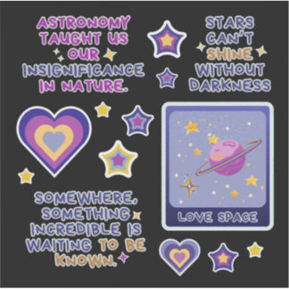 Sticker Astronomie bleu violet et jaune 
