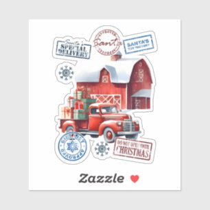 Sticker Atelier père Noël Livraison de cadeaux Camion
