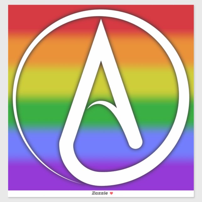 Sticker Atheist Symbol White over Rainbow (Feuille)
