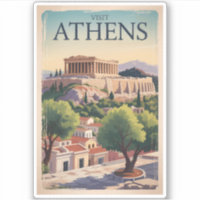 Athens Grèce Illustration Voyage Art Vintage