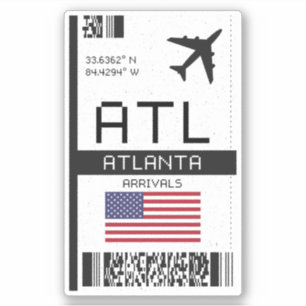 Sticker ATL Atlanta Boarding Pass - Georgia Travel