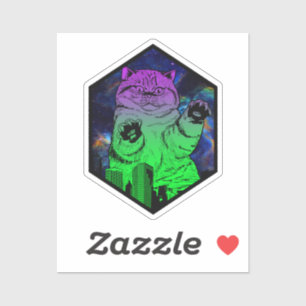 Sticker Attaques de catzilla géante Monster Cat Skyline