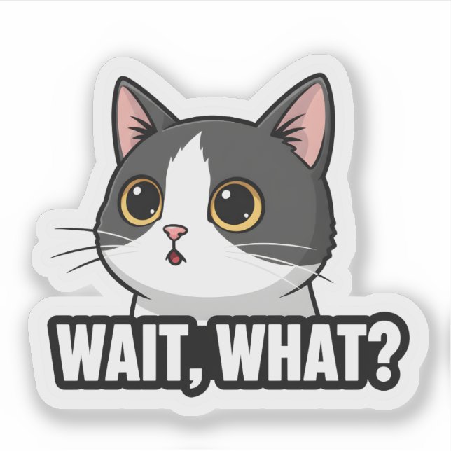 Sticker Attendez, quoi ? Chat Mème | Réaction de chat drôl (Devant)