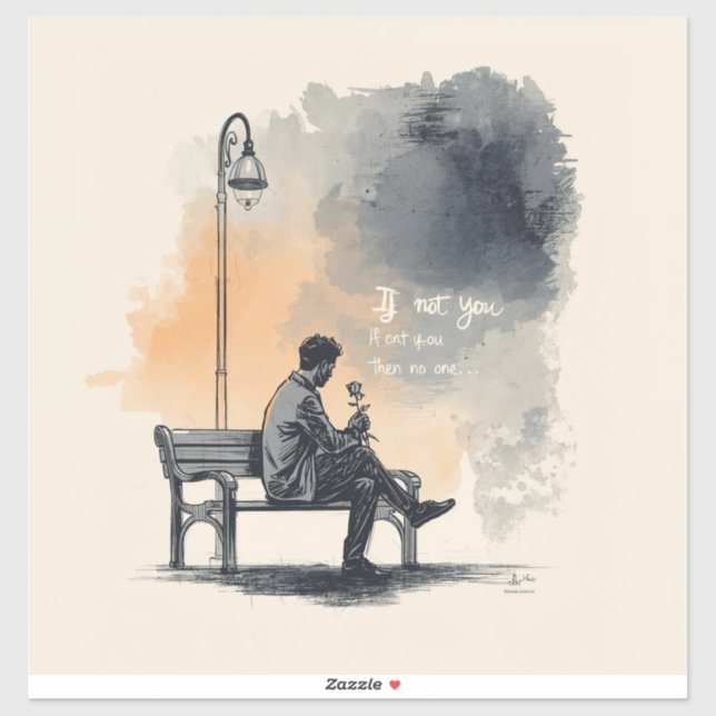 Sticker Attente avec un Rose - Amour non parlé (Feuille)