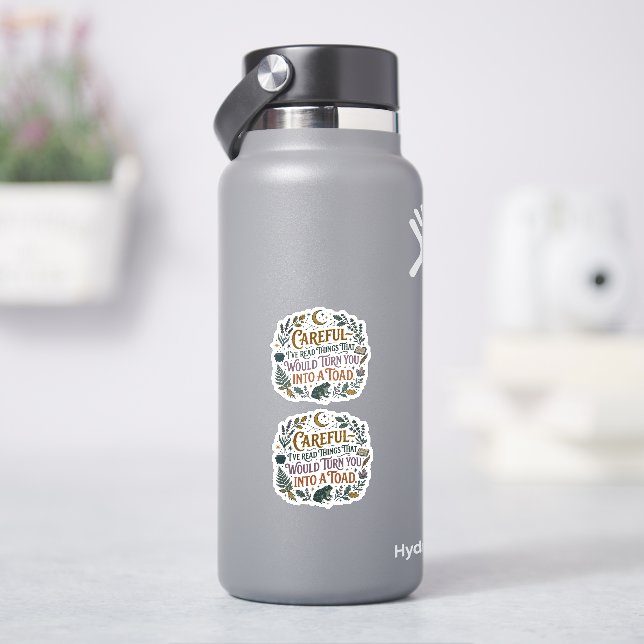 Sticker Attention, j'ai lu des choses drôles livre sorcièr (HydroFlask)