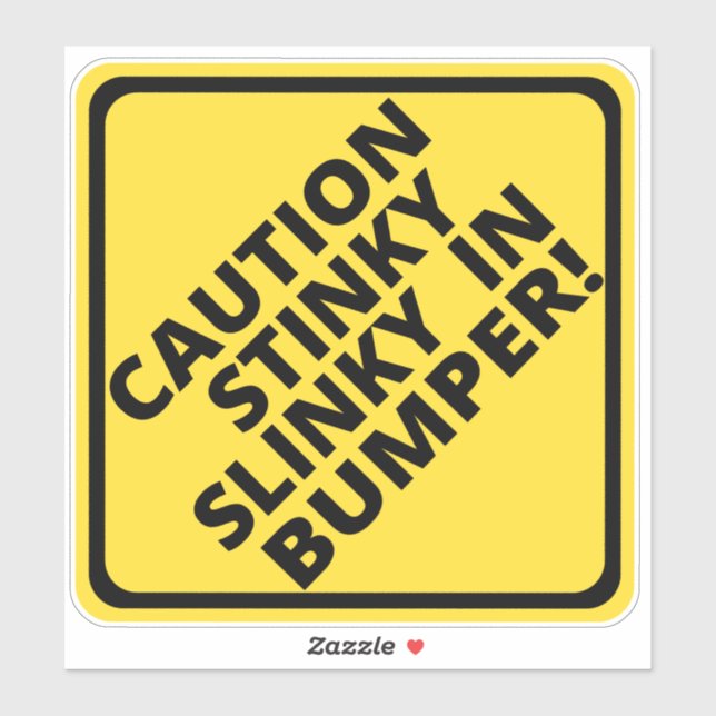 Sticker Attention Slinky Puant dans le Pare-Chocs (Feuille)