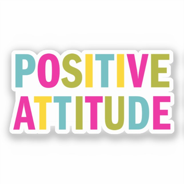 Sticker Attitude positive dans les couleurs vives (Recto)