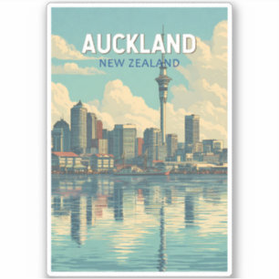 Sticker Auckland Nouvelle-Zélande Illustration Voyage Art 