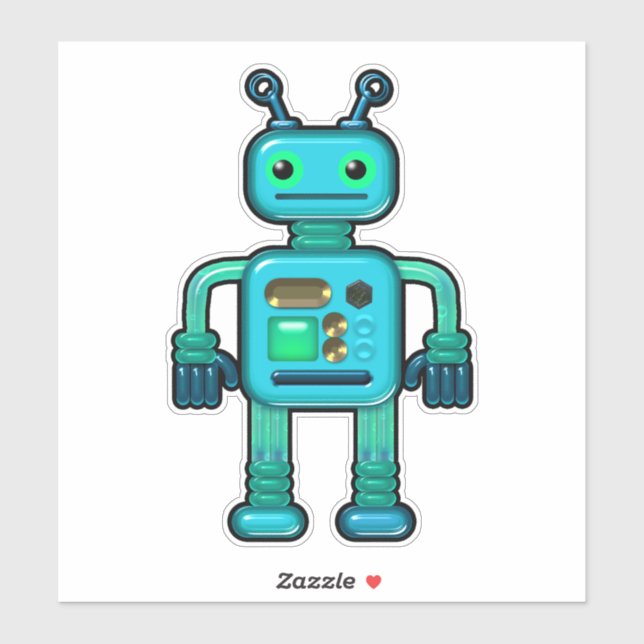 Sticker Audie the Aqua Robot Whimsical (Feuille)