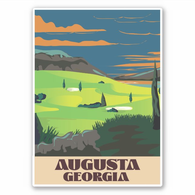 Sticker Augusta Georgia poster sur le golf (Devant)