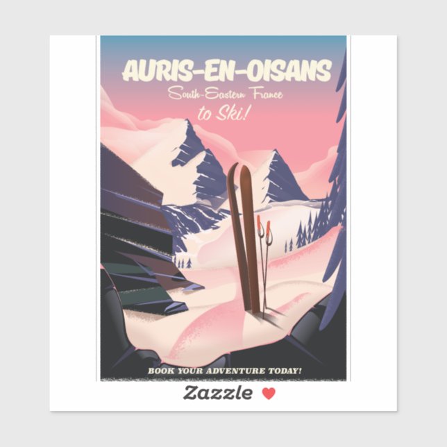 Sticker AURIS-EN-OISANS France affiche de ski (Feuille)