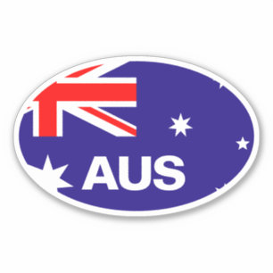 Sticker AUS code de pays Drapeau australien oval vinyle vo