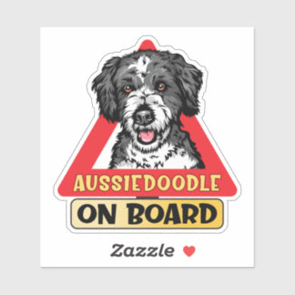 Sticker Aussiedoodle à bord Doodle Chien Red Traffic Sign