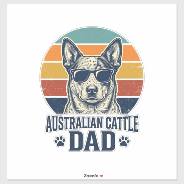 Sticker Australian Cattle Dog Dad Vintage Sunset Shirt_1 (Feuille)