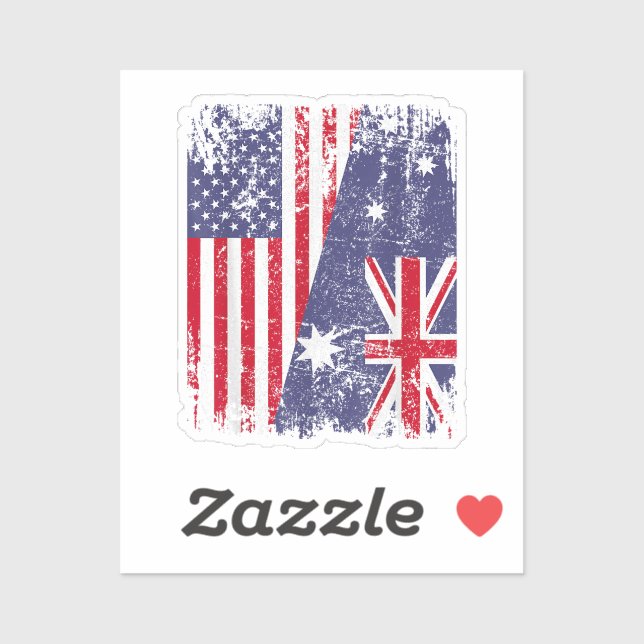 Sticker AUSTRALIAN ROOTS Half American Flag AUSTRALIE (Feuille)