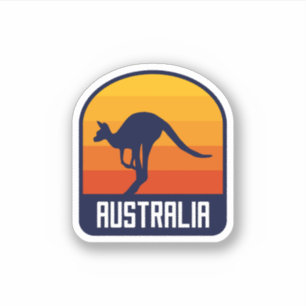 Sticker Australie coucher de soleil avec Kangaroo Silhouet