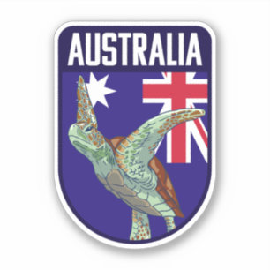 Sticker Australie Drapeau avec tortue de mer - Australie V