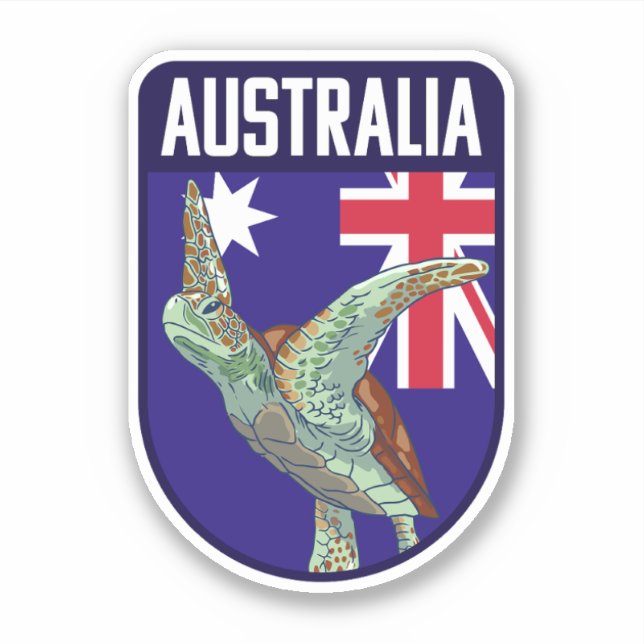 Sticker Australie Drapeau avec tortue de mer - Australie V (Devant)